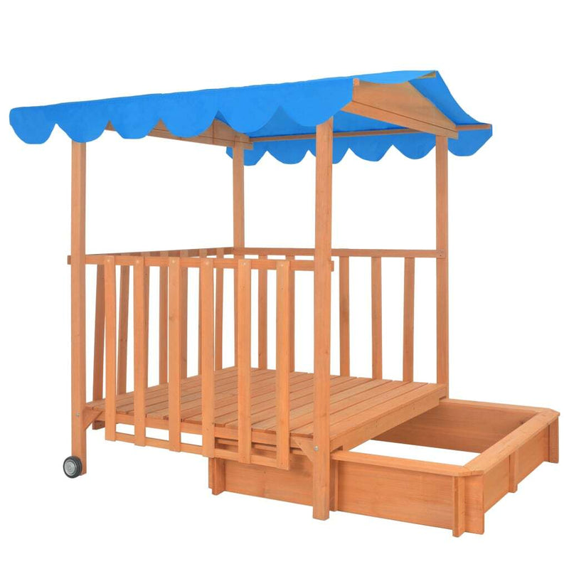 Kids Playhouse with Sandbox - Fir Wood Blue UV50 | Outdoor Fun for Children