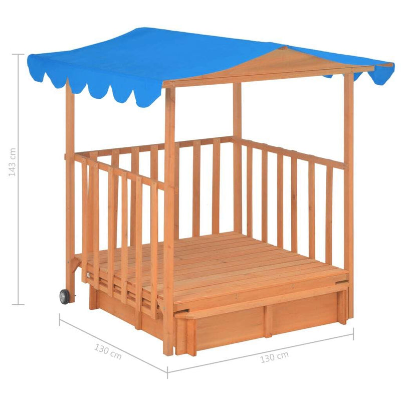 Kids Playhouse with Sandbox - Fir Wood Blue UV50 | Outdoor Fun for Children