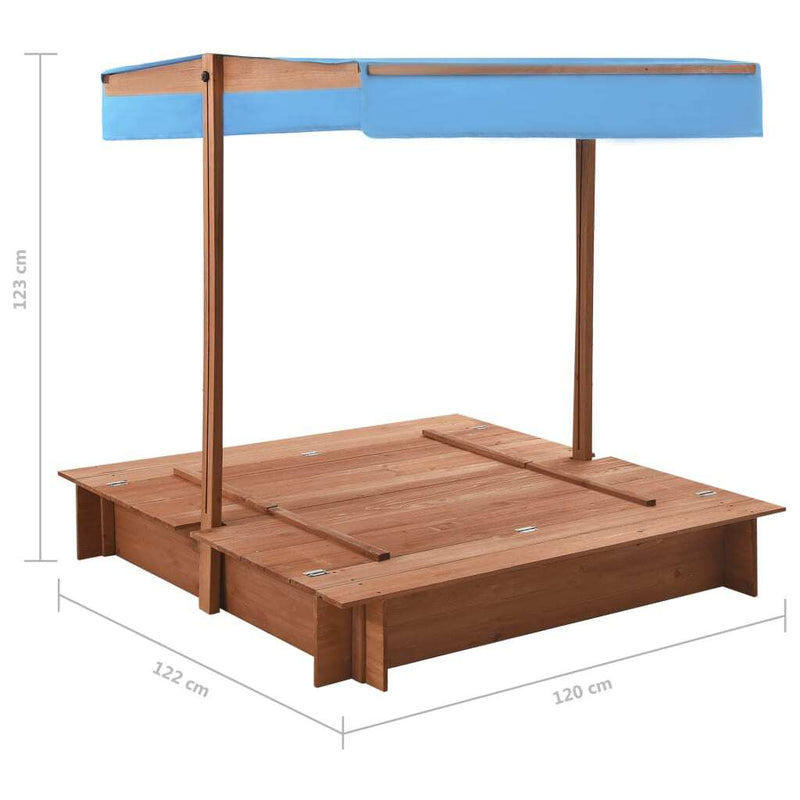 Wooden Sandbox with Roof - Firwood 122x120x123 cm | Kids Outdoor Play