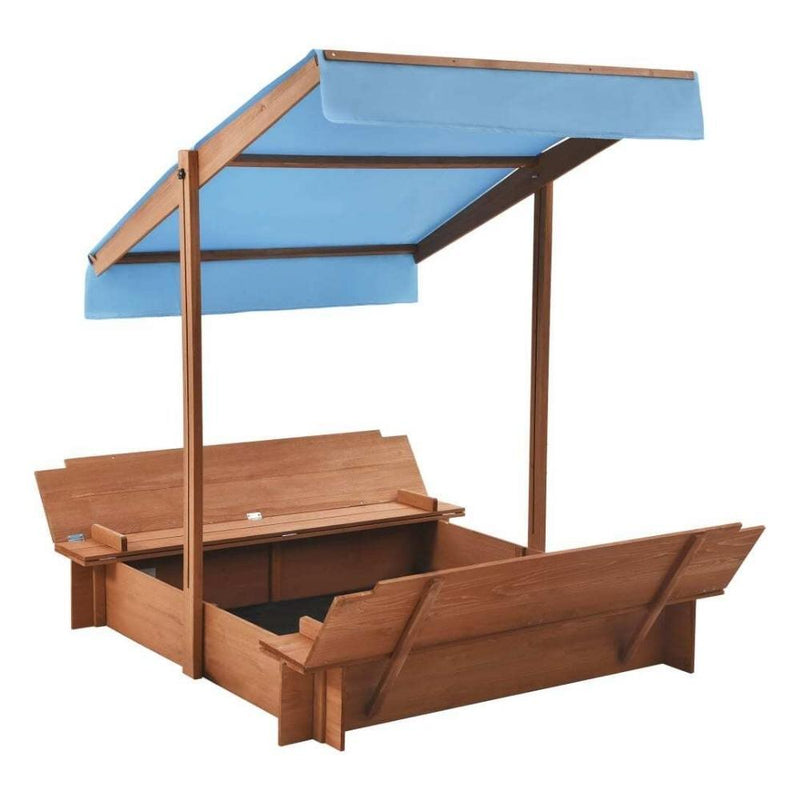 Wooden Sandbox with Roof - Firwood 122x120x123 cm | Kids Outdoor Play