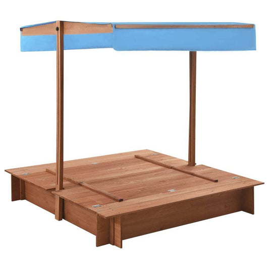 Wooden Sandbox with Roof - Firwood 122x120x123 cm | Kids Outdoor Play