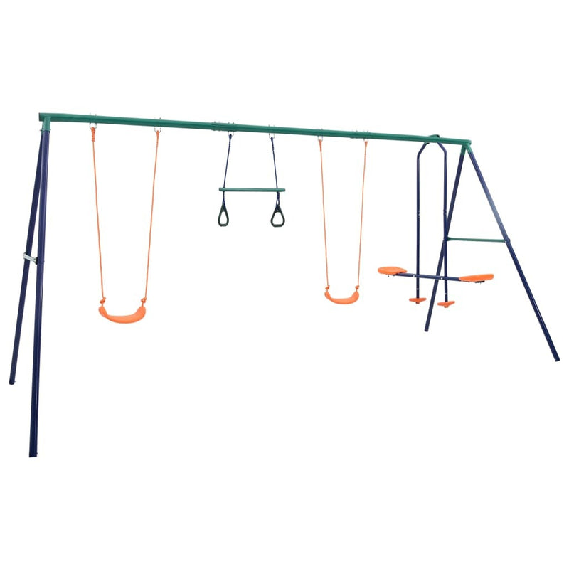 Swing Set with Gymnastic Rings and 4 Seats Steel - Ultimate Outdoor Fun for Kids