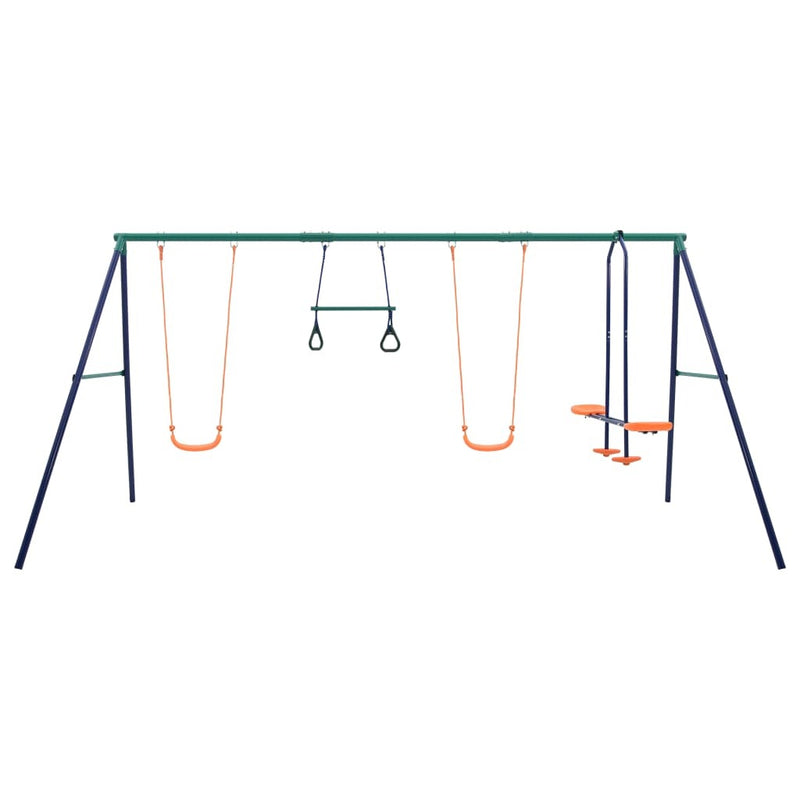 Swing Set with Gymnastic Rings and 4 Seats Steel - Ultimate Outdoor Fun for Kids