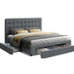 Artiss King Size Bed Frame with 4 Storage Drawers - Grey AVIO