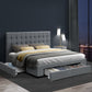 Artiss King Size Bed Frame with 4 Storage Drawers - Grey AVIO