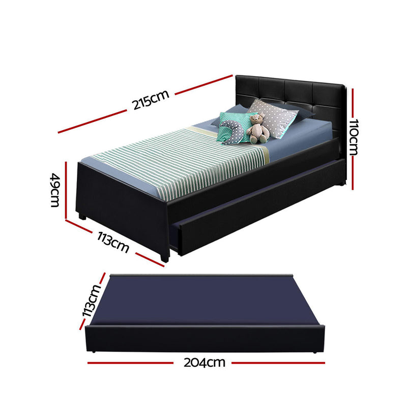 Artiss King Single Bed Frame with Trundle Daybed