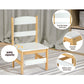 Keezi Storage Desk Set |Pine Wood Construction Safe Non-Toxic Finish - White/Natural