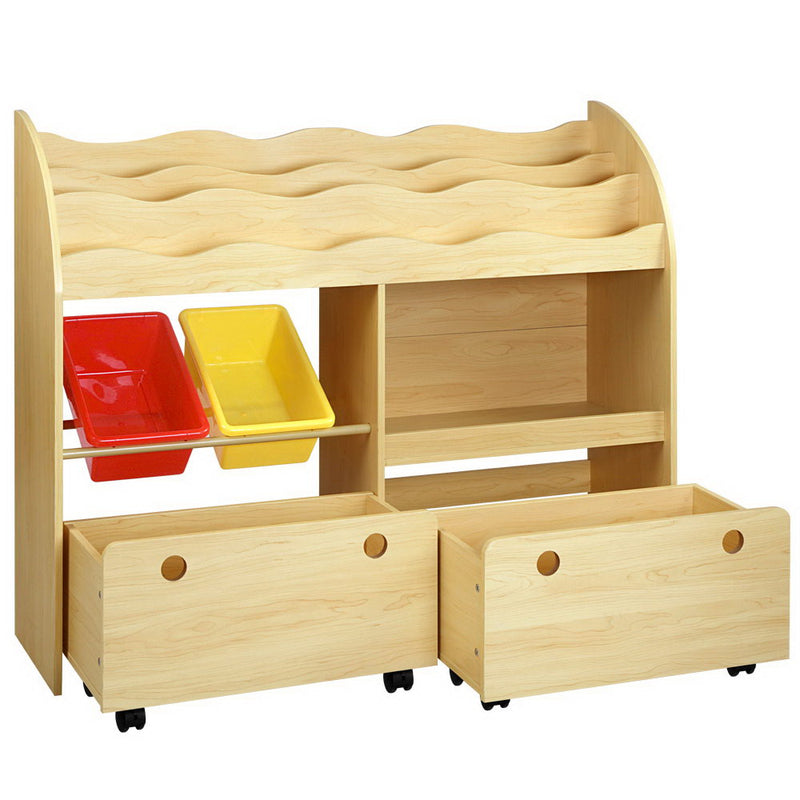 Keezi 3-Tier Kids Bookshelf | Children's Bookcase Toy Box Organiser Display