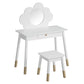 Keezi Kids Dressing Table Chair Set Vanity Makeup Wooden Leg Mirror Drawer WHITE