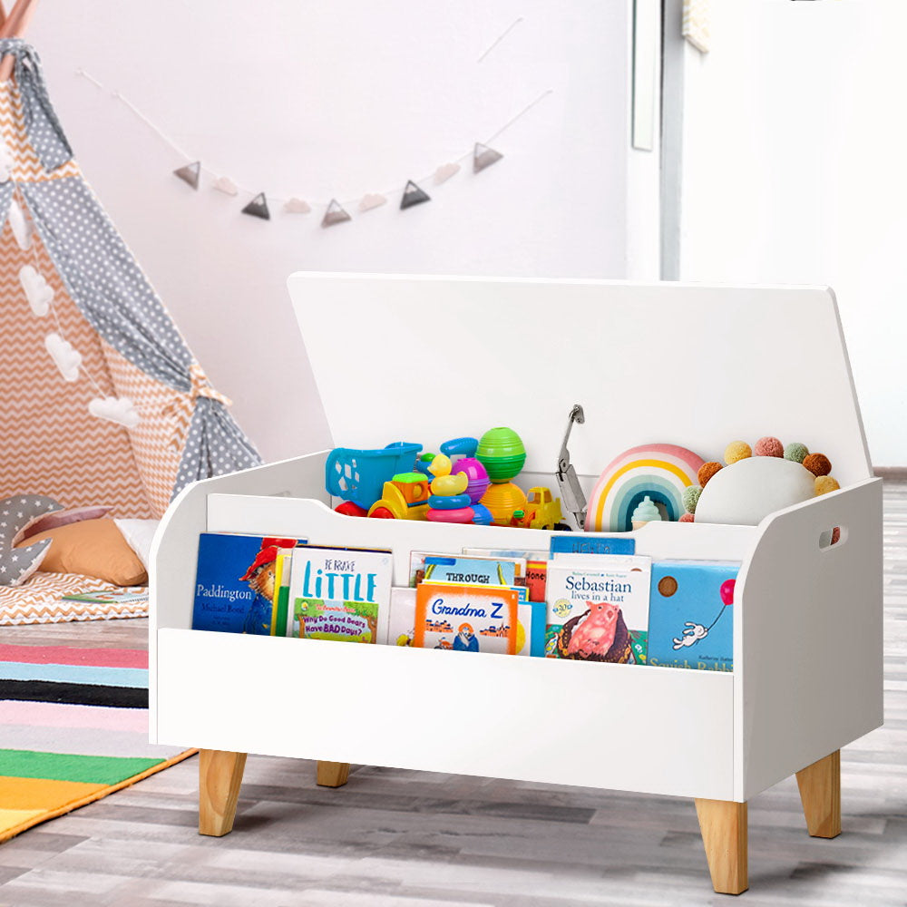 Keezi 2-in-1 Kids Storage Box and Bookshelf- White