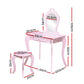 Keezi Kids Dressing Table Stool Set Vanity Mirror Princess Children Makeup Pink