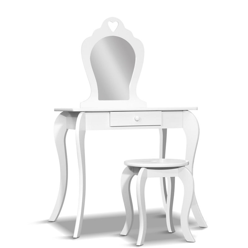 White Keezi Kids Princess Vanity Set - Dressing Table & Stool with Mirror