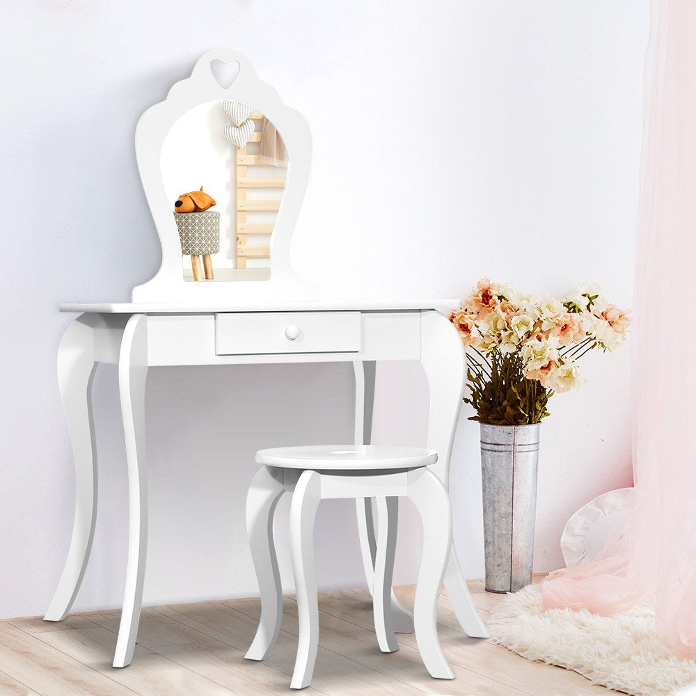 White Keezi Kids Princess Vanity Set - Dressing Table & Stool with Mirror