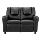 Keezi Kids Recliner Chair Double PU Leather Sofa Lounge Couch Armchair - Black