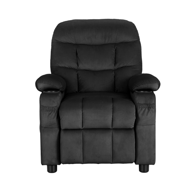 Keezi Kids Recliner Chair Black Velvet Sofa Lounge Couch Children Armchair