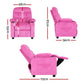 Keezi Kids Recliner Chair Pink Velvet Sofa Lounge Couch Children Armchair