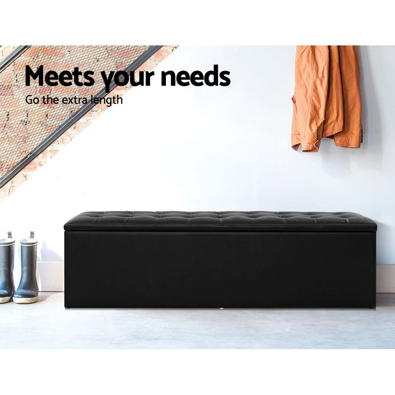 Artiss Large Storage Ottoman | Black Faux Leather