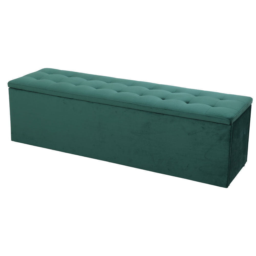 Artiss Storage Ottoman Blanket Box Velvet Green