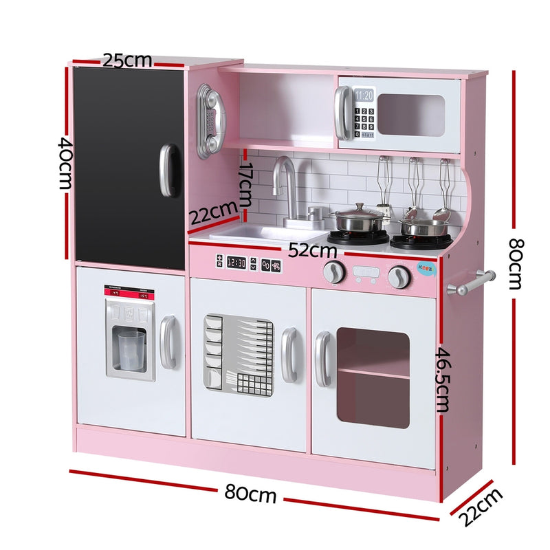 Keezi Kids Wooden Pretend Kitchen Play Set 80CM Pink