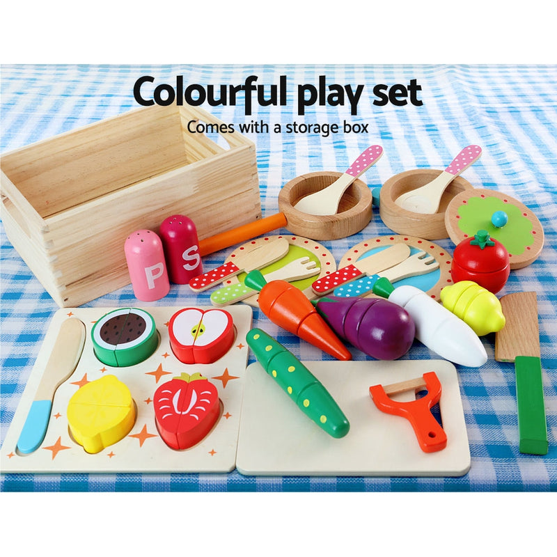 Keezi Kids Wooden Kitchen Play Set | Pretend Cooking Toys for Children | Pink