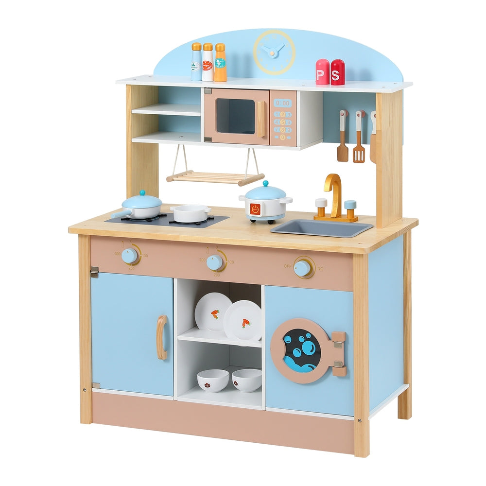 Keezi Kids Wooden Pretend Kitchen Play Set 80CM Blue