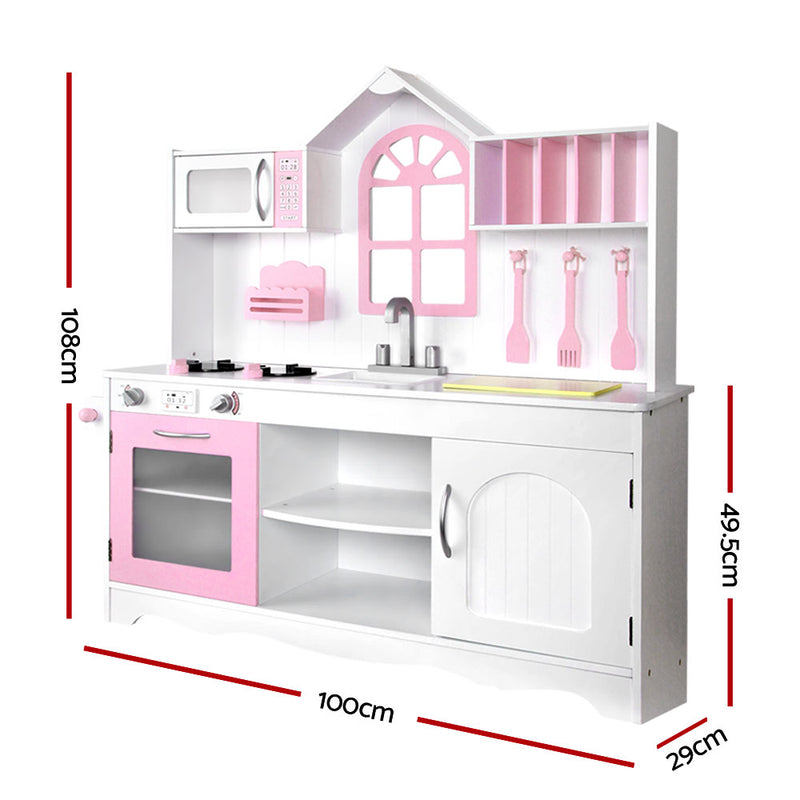 Keezi Kids Wooden Kitchen Play Set Pink