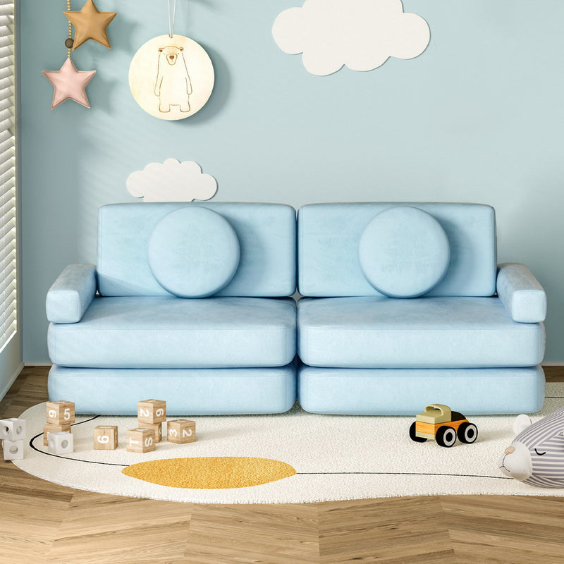 Artiss Sofa 160CM DIY Kids Couch Velvet BLUE