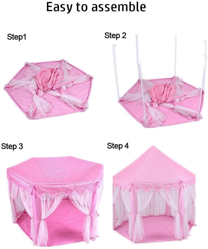 Step By Step Assembly of 5 Poles Giant Kids Teepee Tent in Pink