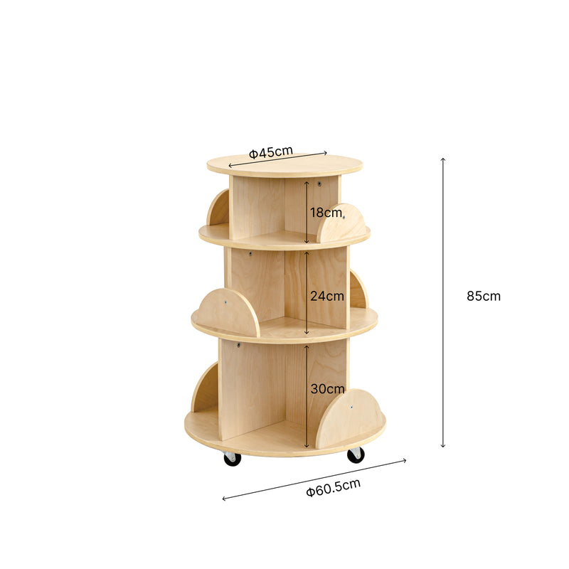 Jooyes Kids Rotating Wooden Display Bookcase with Castors