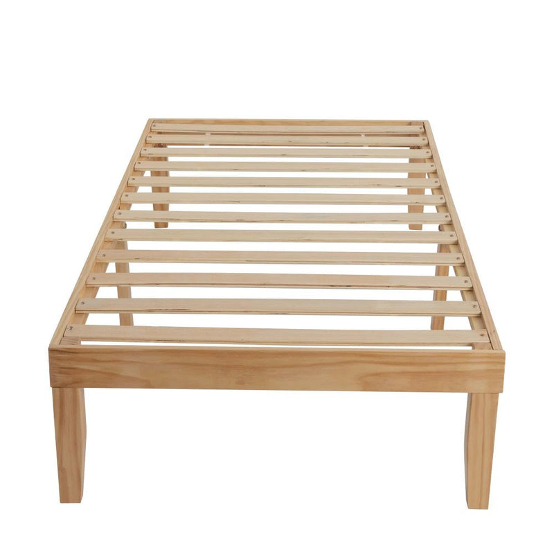 King Single Size Warm Natural Wood Bed Base Frame