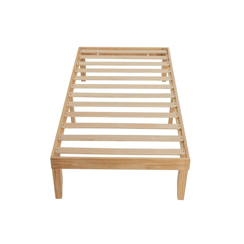 King Single Size Warm Natural Wood Bed Base Frame