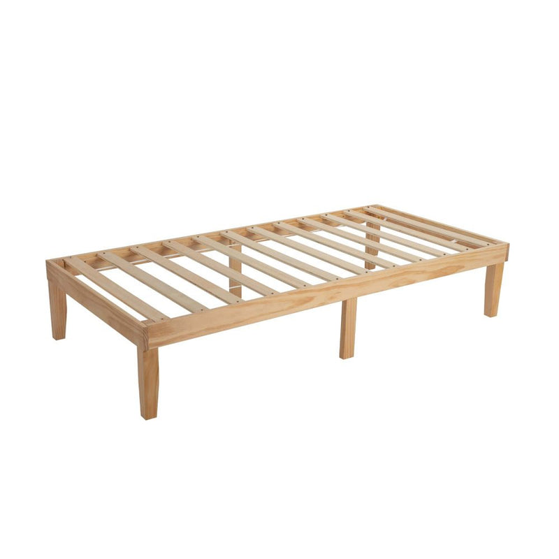 King Single Size Warm Natural Wood Bed Base Frame