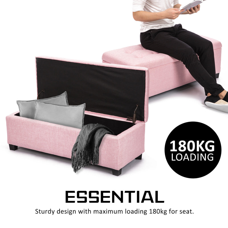 Kids Storage Ottoman - Functional Seating Storage PINK