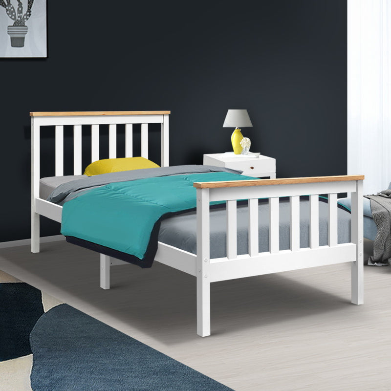 Artiss Single Wooden Bed Frame - Bedroom Furniture for Kids