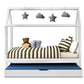 Artiss Kids Bed Frame White Wooden Trundle Daybed House Frame