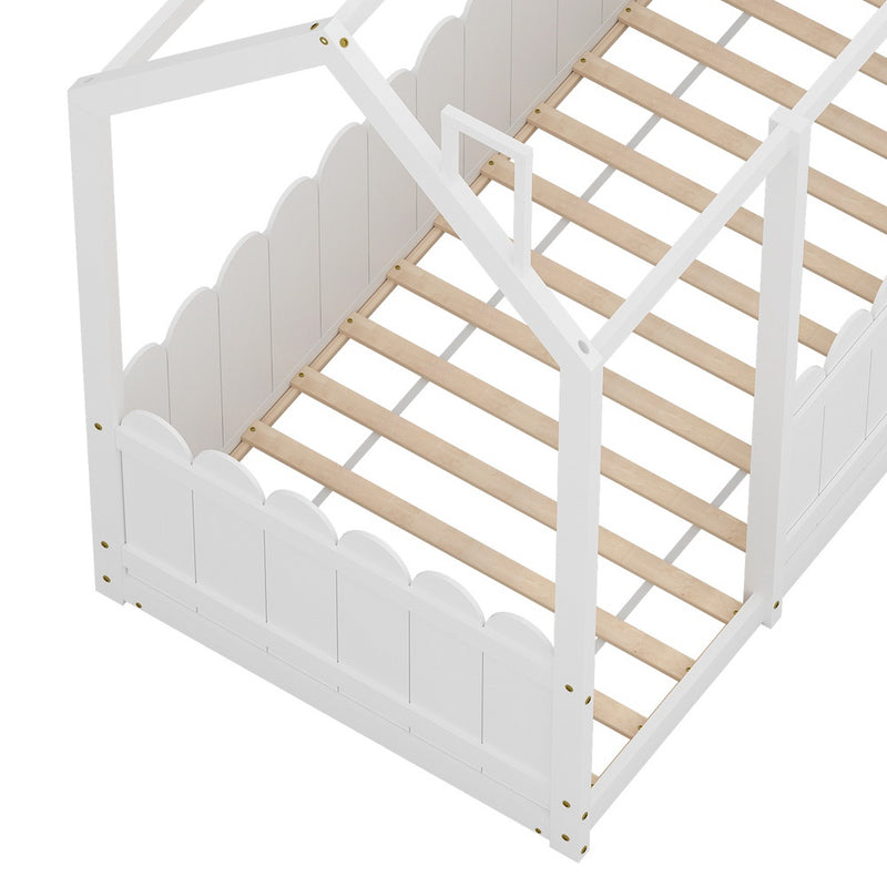 Artiss KORI Wooden Kids House Single Bed Frame White