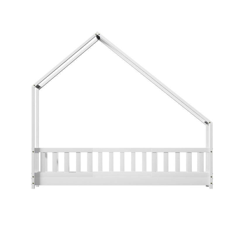 Artiss PAVO Wooden Kids House Bed Frame Single Size White